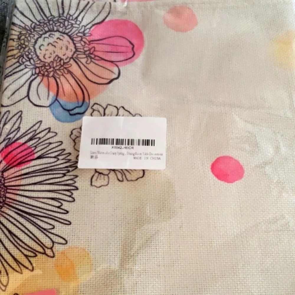 Jiudungs Linen Watercolor Daisy Spring Table Runner 72 by 13 Inches